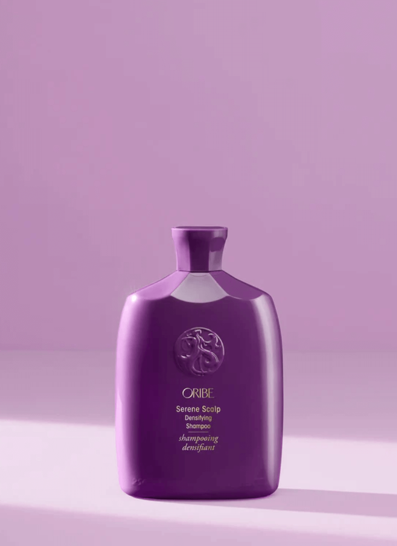 Oribe Serene Scalp Densifying Shampoo – tankinantis šampūnas galvos odai, purpurinė pakuotė
